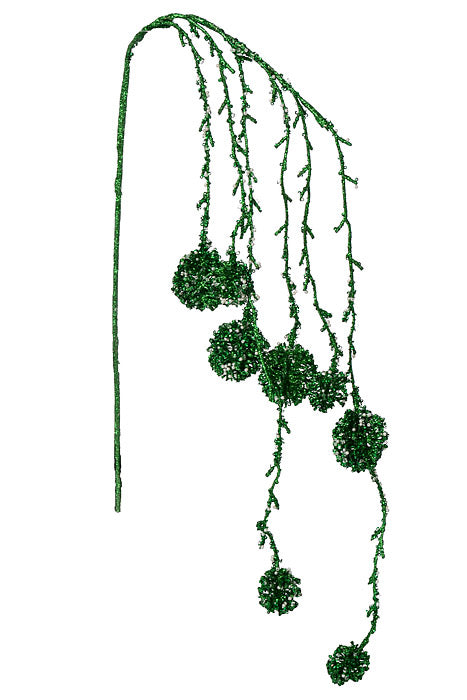 42" Glitter Hanging Spray Green