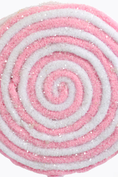 14" Frosted Pastel Lollipop Ornament Pink/White