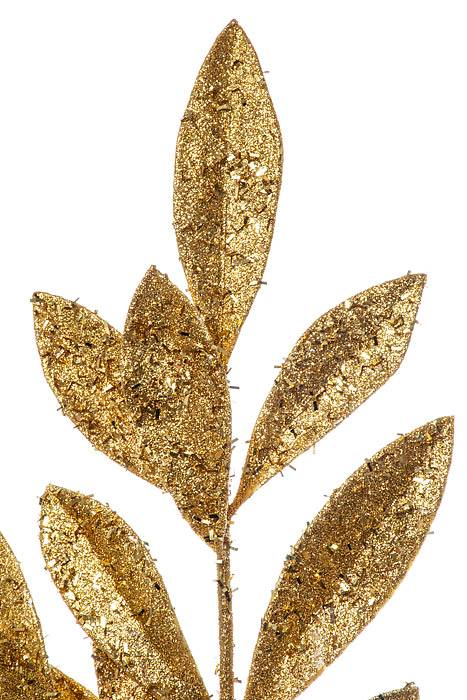 21" Glitter Sparkling Bay Leaf Spray