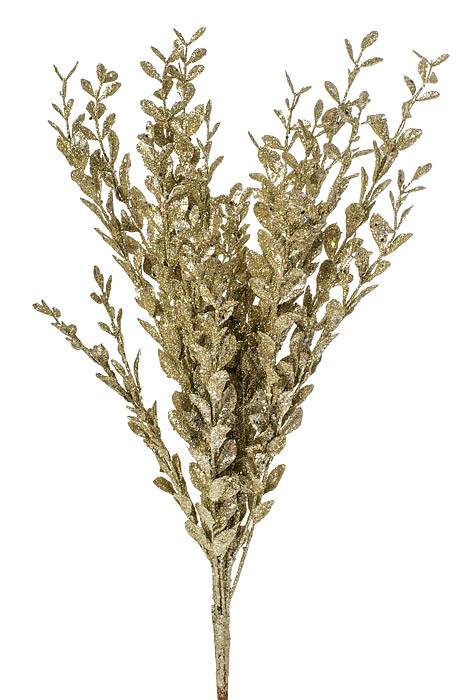 23" Glittered Boxwood Bush Champagne