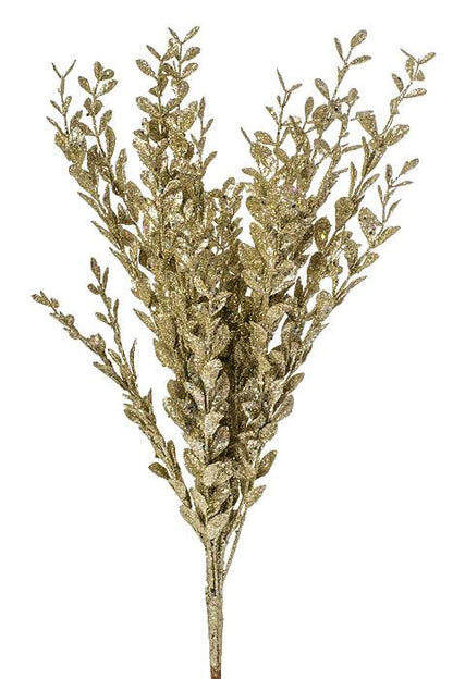 23" Glittered Boxwood Bush Champagne