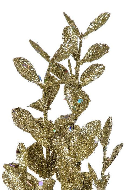 23" Glittered Boxwood Bush Champagne