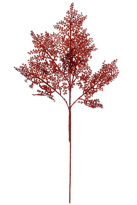33.5" Glitter Fern Spray Red