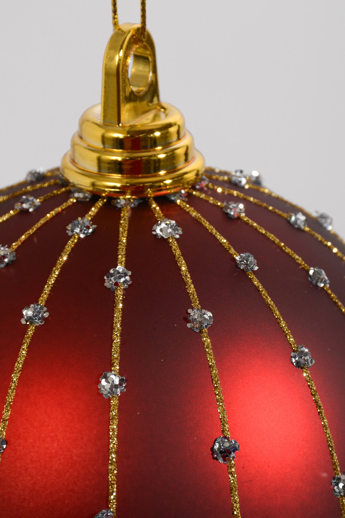 140MM Ornament Ball W/Glitter&amp;Laser Matte Burgundy