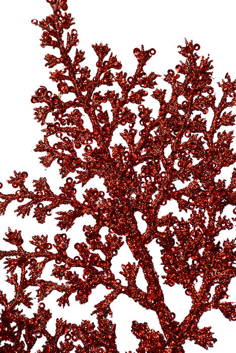 33.5" Glitter Fern Spray Red