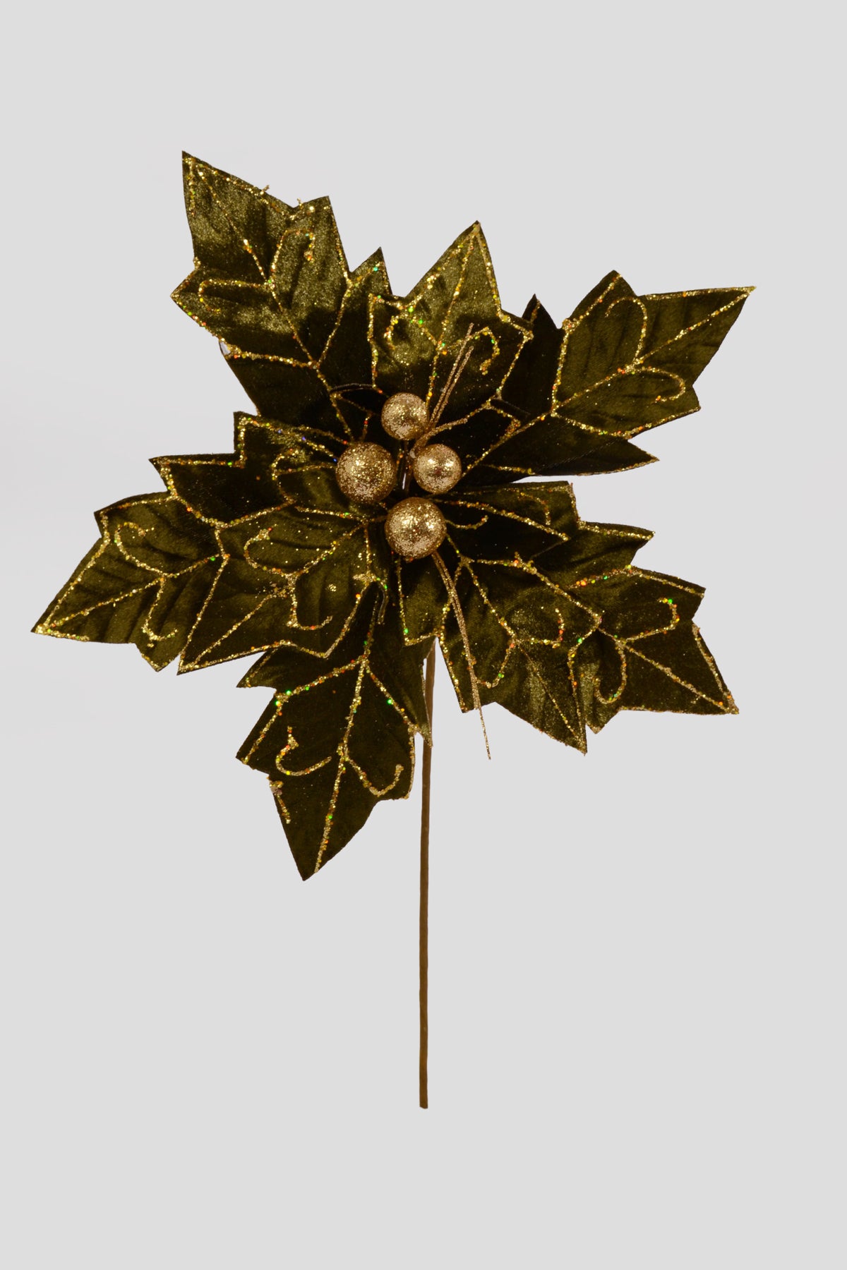 20.5" Velvet Poinsettia Stem Green
