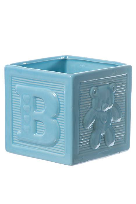 5" Ceramic Baby Block Blue