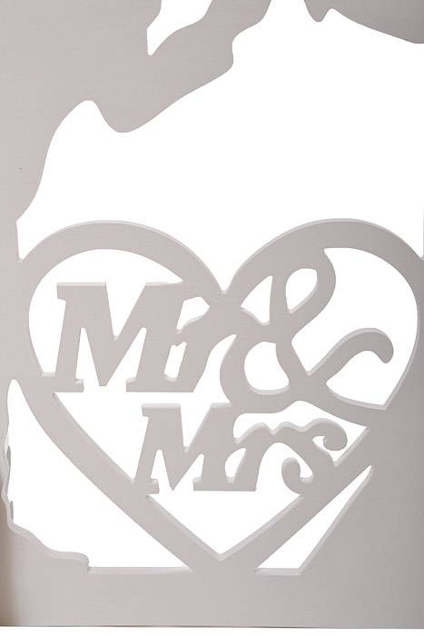 19" Carved Wooden Weeding Deco White