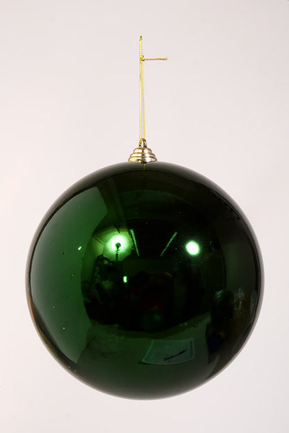 8" Shiny Ornament Ball Dark Green