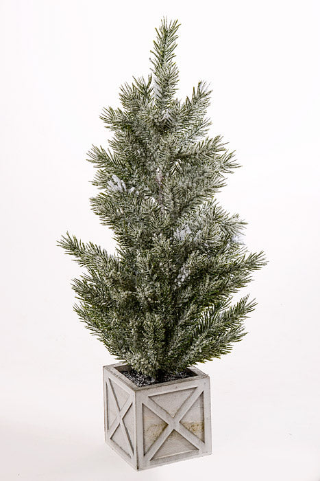 21" Snow Pine Tree with Pot White/Green