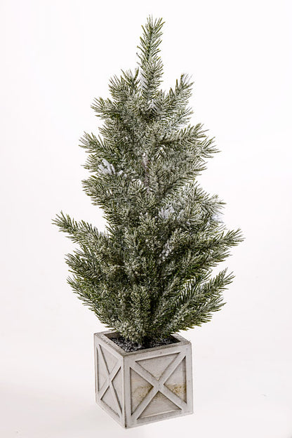 21" Snow Pine Tree with Pot White/Green