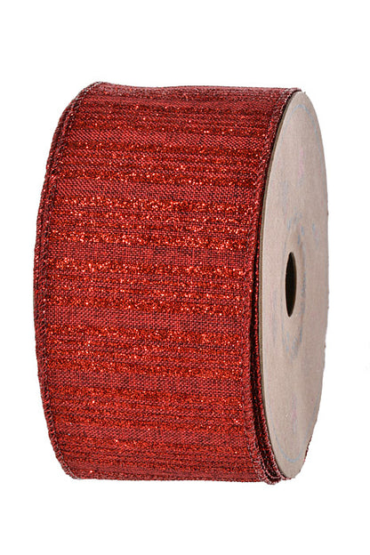 2.5" X 10Yds Wired Ribbon With Glitter Red
