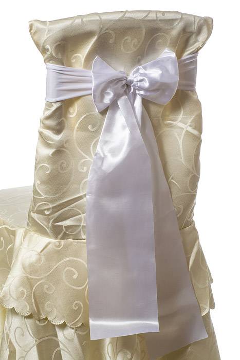 8" X 24" Chair Bow White Pkg/10