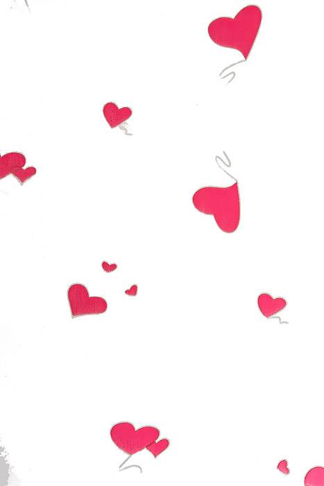 30" X 100ft Hearts Krystal Phane Roll Red / Clear