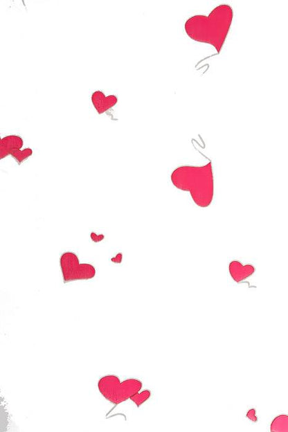 30" X 100ft Hearts Krystal Phane Roll Red / Clear