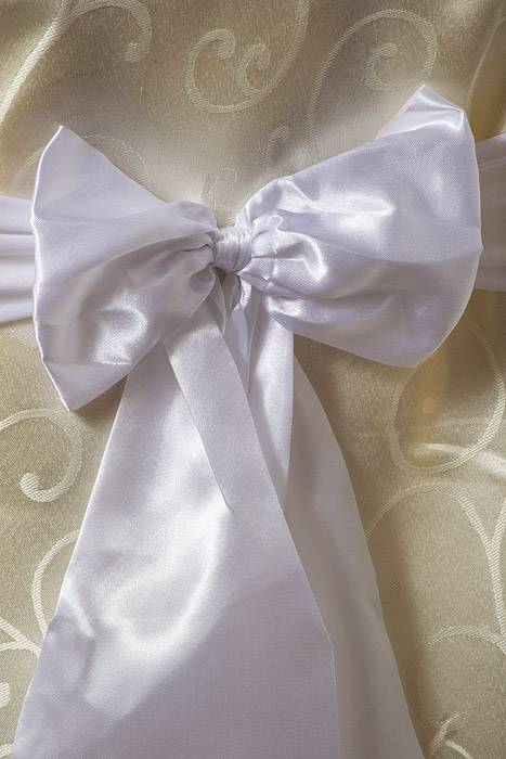 8" X 24" Chair Bow White Pkg/10