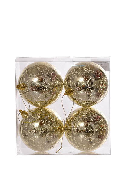100Mm Shiny Ball Mercury Ornament (Champagne) Pkg/4