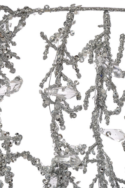 39.5" Glitter Hanging Spray Silver