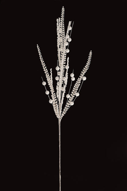 38" Glitter leaf Ball Spray White