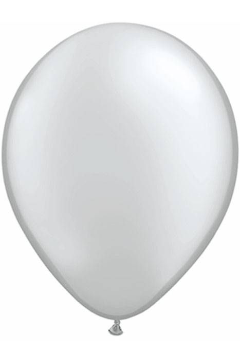 9" Round Metallic Latex Balloon Silver Pkg/100