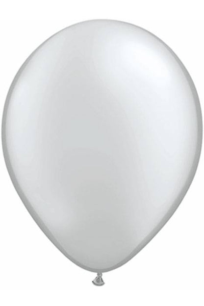9" Round Metallic Latex Balloon Silver Pkg/100