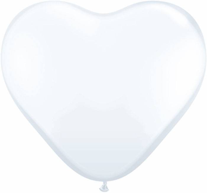 11" Heart Latex Balloon White Pkg/100