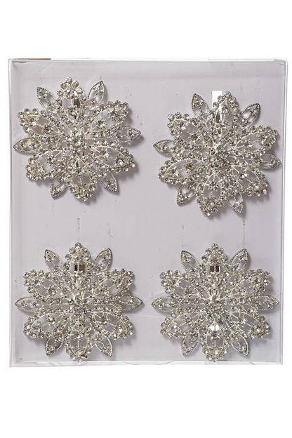 2.5" Rhinestone Napkin Holder Silver Pkg/4