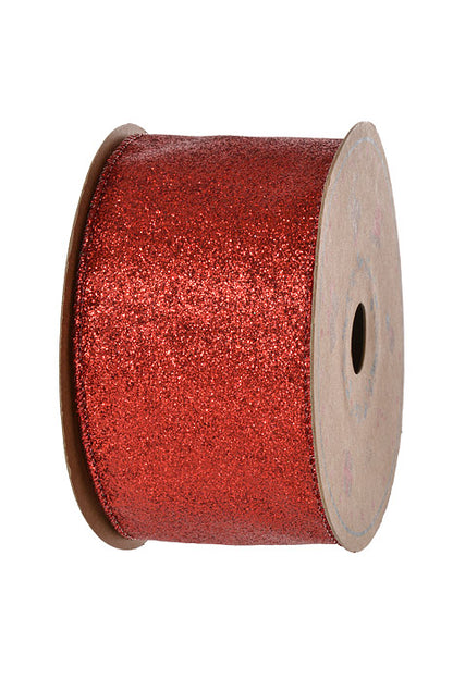2.5" X 10Yds Wired All Glitter Ribbon Red