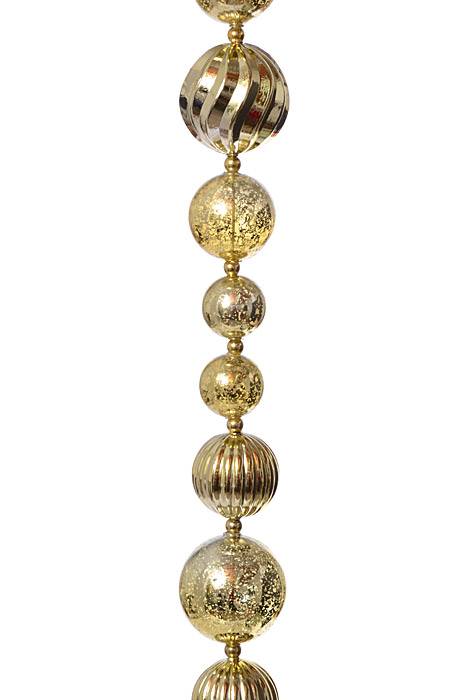 60&quot; Mecury Ball Ornament Garland Gold