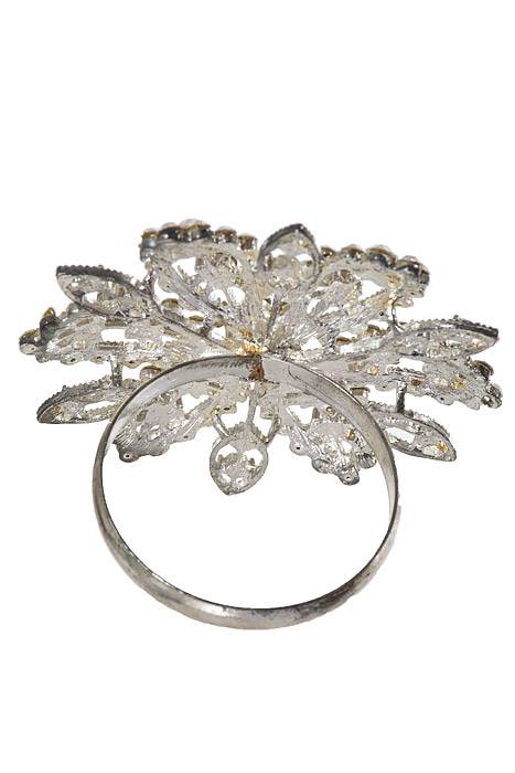 2.5" Rhinestone Napkin Holder Silver Pkg/4