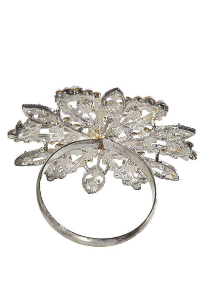 2.5" Rhinestone Napkin Holder Silver Pkg/4