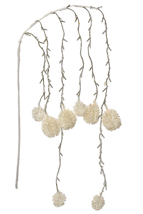 42" Glitter Hanging Spray White