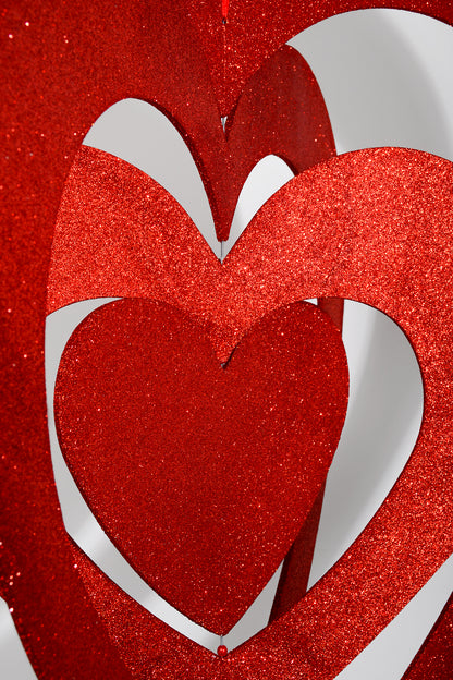 34" Foam Board 4 Layer Heart Shape Red Glitter