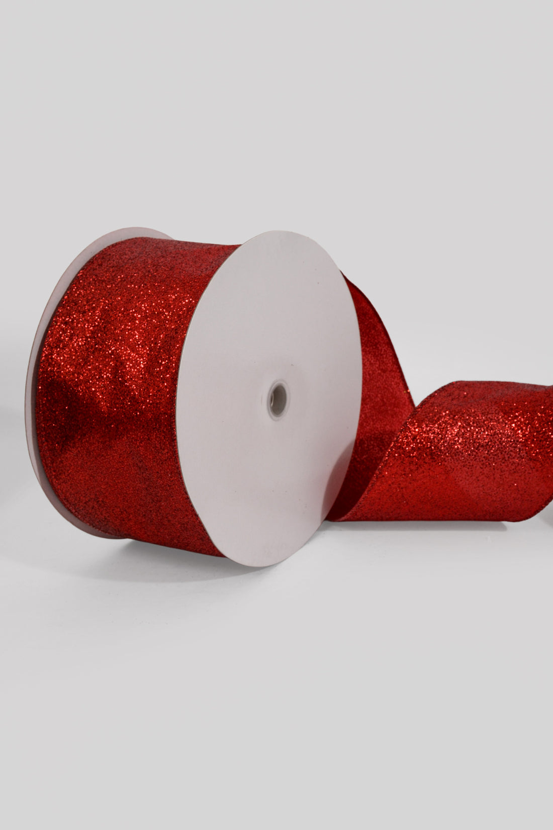 4" X 50Yds Wired Glittered Satin Ribbon Red