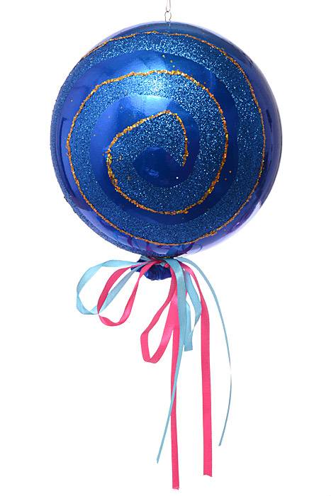 8" Candy Ornament W/glitter Blue