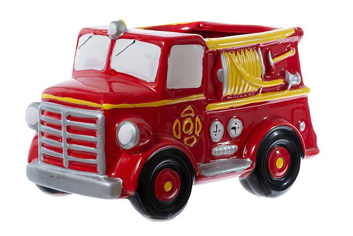 6.75" X 4" Firetruck Planter Red