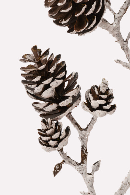 20" Plastic Pinecone Spray White