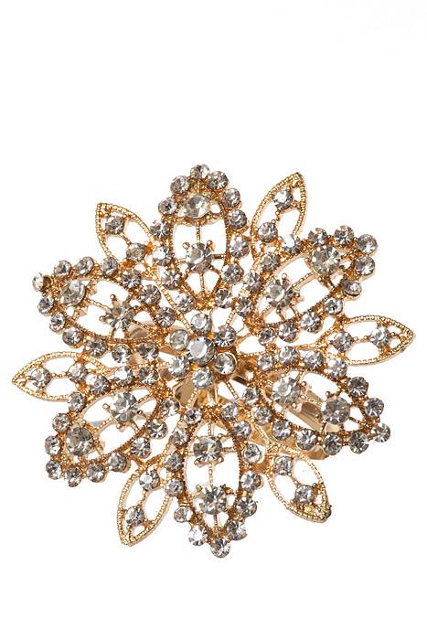 2.5" Rhinestone Napkin Holder Gold Pkg/4