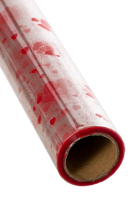 30"/100ft Hearts&amp;dots Krystal Phane Roll Red / Clear