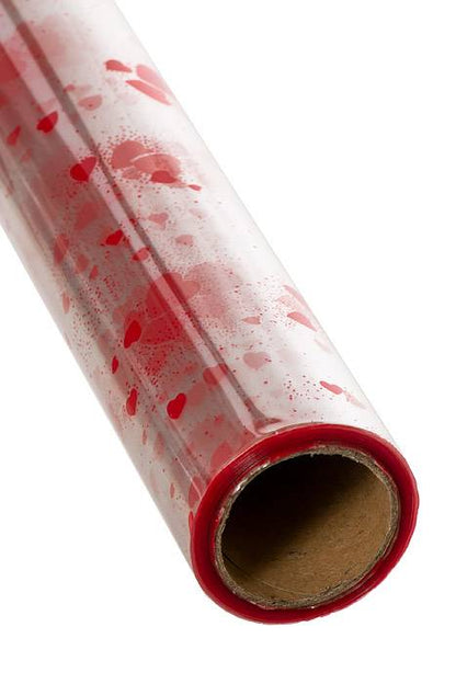 30"/100ft Hearts&amp;dots Krystal Phane Roll Red / Clear