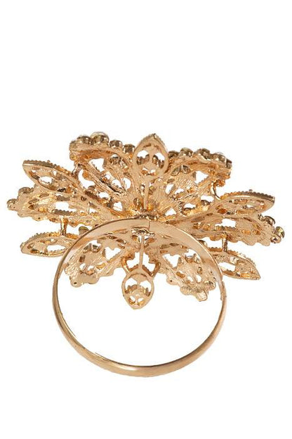 2.5" Rhinestone Napkin Holder Gold Pkg/4