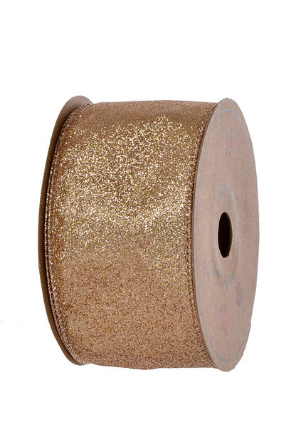 2.5" X 10Yds Wired All Glitter Ribbon Gold
