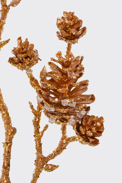 20" Plastic Pinecone Spray Gold