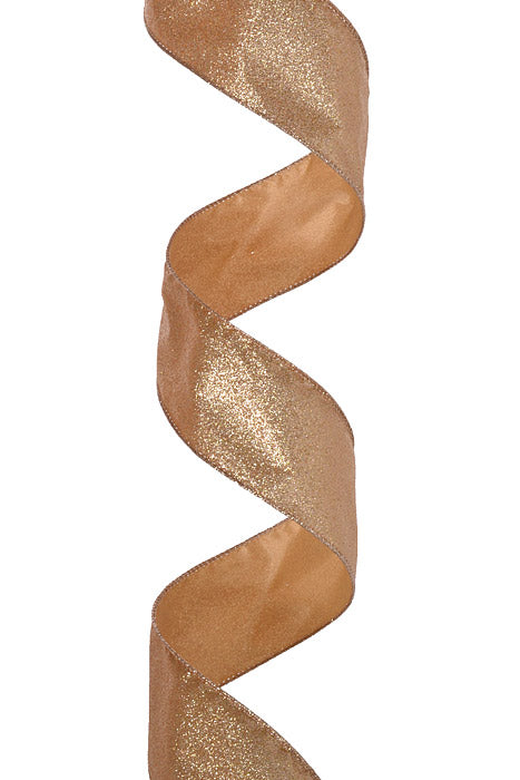 2.5" X 10Yds Wired All Glitter Ribbon Gold