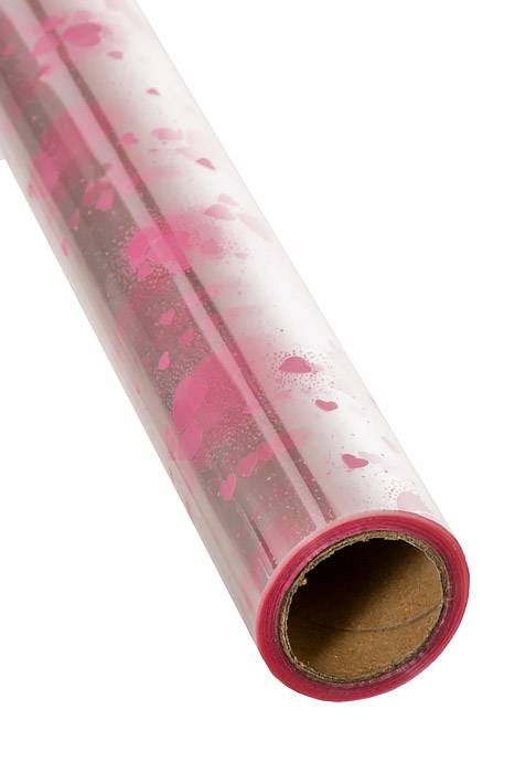 30"/100ft Hearts&amp;dots Krystal Phane Roll Pink / Clear