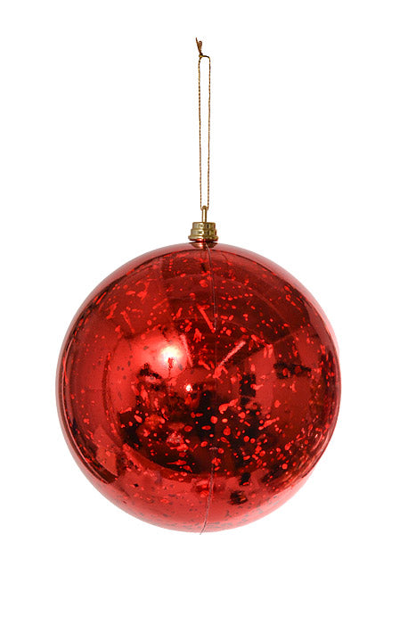 150Mm Shiny Ball Mercury Ornament (Red) Pkg/2