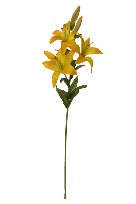28" Silk Garden Lily Spray Dark Yellow
