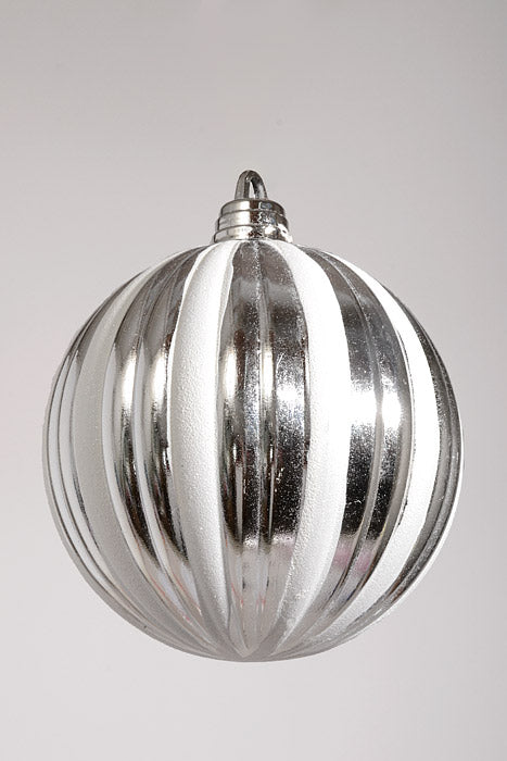 12" Xmas Ornament Ball Silver/White