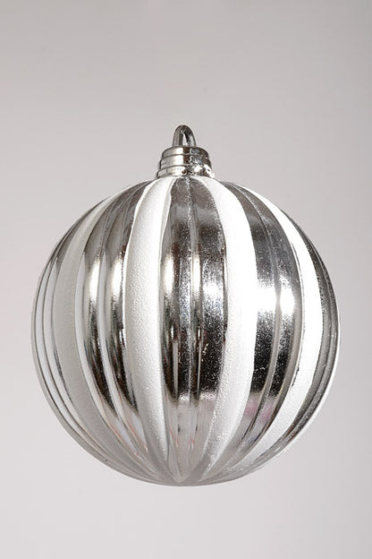12" Xmas Ornament Ball Silver/White