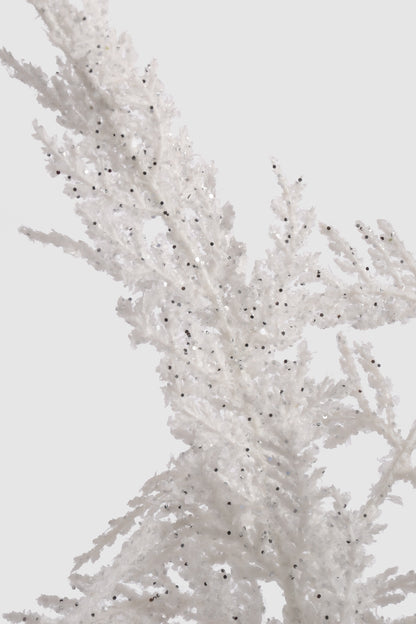 28" Glittered Cedar Spray White
